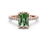 Rose gold Fancy Green Radiant  Solitaire Diamond Engagement Ring with Pave Band and Six-Prong Setting_21