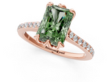 Rose gold Fancy Green Radiant  Solitaire Diamond Engagement Ring with Pave Band and Six-Prong Setting_22