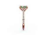 Rose gold Fancy Green Radiant  Solitaire Diamond Engagement Ring with Pave Band and Six-Prong Setting_23