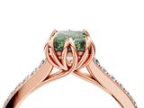 Rose gold Fancy Green Radiant  Solitaire Diamond Engagement Ring with Pave Band and Six-Prong Setting_25