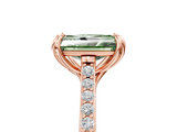 Rose gold Fancy Green Radiant  Solitaire Diamond Engagement Ring with Pave Band and Six-Prong Setting_26