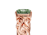 Rose gold Fancy Green Radiant  Solitaire Diamond Leaf Vine Band with Prong Setting_33