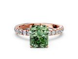 Rose gold Fancy Green Radiant  Solitaire Diamond Pavé Band with Four-Prong Setting_29