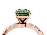 Rose gold Fancy Green Radiant  Solitaire Diamond Pavé Band with Four-Prong Setting_33