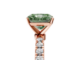 Rose gold Fancy Green Radiant  Solitaire Diamond Pavé Band with Four-Prong Setting_34