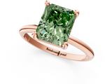 Rose gold Fancy Green Radiant  Solitaire Diamond Ring with 4-Prong Setting on a Classic Band_4