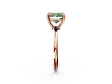 Rose gold Fancy Green Radiant  Solitaire Diamond Ring with 4-Prong Setting on a Classic Band_5