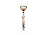 Rose gold Fancy Green Radiant  Solitaire Diamond Ring with Bamboo Band and Four-Prong Setting_84