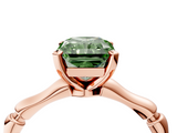 Rose gold Fancy Green Radiant  Solitaire Diamond Ring with Bamboo Band and Four-Prong Setting_86