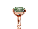 Rose gold Fancy Green Radiant  Solitaire Diamond Ring with Bamboo Band and Four-Prong Setting_87