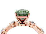 Rose gold Fancy Green Radiant  Solitaire Diamond Ring with Bezel Set Side Stones and Prong Setting_7