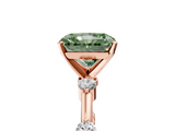 Rose gold Fancy Green Radiant  Solitaire Diamond Ring with Bezel Set Side Stones and Prong Setting_8