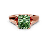 Rose gold Fancy Green Radiant  Solitaire Diamond Ring with Cathedral Band and Four-Prong Setting_65
