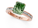 Rose gold Fancy Green Radiant  Solitaire Diamond Ring with Channel-Set Baguette Band and Four-Prong Setting_81