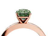 Rose gold Fancy Green Radiant  Solitaire Diamond Ring with Channel-Set Baguette Band and Four-Prong Setting_84