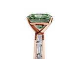 Rose gold Fancy Green Radiant  Solitaire Diamond Ring with Channel-Set Baguette Band and Four-Prong Setting_85