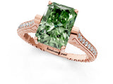 Rose gold Fancy Green Radiant  Solitaire Diamond Ring with Channel Set Band and Bezel Prong Setting_57
