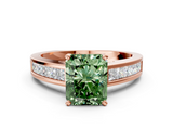 Rose gold Fancy Green Radiant  Solitaire Diamond Ring with Channel-Set Band and Four-Prong Setting_3