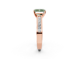 Rose gold Fancy Green Radiant  Solitaire Diamond Ring with Channel-Set Band and Four-Prong Setting_5