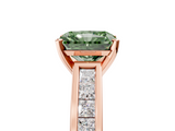 Rose gold Fancy Green Radiant  Solitaire Diamond Ring with Channel-Set Band and Four-Prong Setting_8