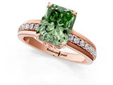 Rose gold Fancy Green Radiant  Solitaire Diamond Ring with Channel Set Band and Six-Prong Setting_49