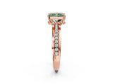 Rose gold Fancy Green Radiant  Solitaire Diamond Ring with Channel Set Band and Six-Prong Setting_50