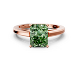 Rose gold Fancy Green Radiant  Solitaire Diamond Ring with Four-Prong Setting and Classic Band_3