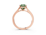 Rose gold Fancy Green Radiant  Solitaire Diamond Ring with Four-Prong Setting and Tapered Band 3