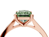 Rose gold Fancy Green Radiant  Solitaire Diamond Ring with Four-Prong Setting and Tapered Band 4