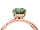 Rose gold Fancy Green Radiant  Solitaire Diamond Ring with Four-Prong Setting on a Plain Band_24
