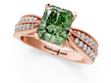 Rose gold Fancy Green Radiant  Solitaire Diamond Ring with Milgrain Pavé Band and Four-Prong Setting_37