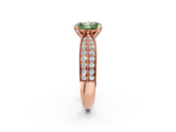 Rose gold Fancy Green Radiant  Solitaire Diamond Ring with Milgrain Pavé Band and Four-Prong Setting_38