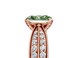 Rose gold Fancy Green Radiant  Solitaire Diamond Ring with Milgrain Pavé Band and Four-Prong Setting_41
