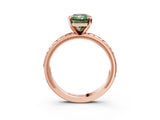Rose gold Fancy Green Radiant  Solitaire Diamond Ring with Milgrain and Black Enamel X Pattern Band_187