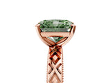 Rose gold Fancy Green Radiant  Solitaire Diamond Ring with Milgrain and Black Enamel X Pattern Band_189