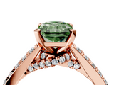 Rose gold Fancy Green Radiant  Solitaire Diamond Ring with Pavé Band and Four-Prong Setting_85