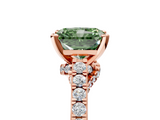 Rose gold Fancy Green Radiant  Solitaire Diamond Ring with Pavé Band and Four-Prong Setting_86