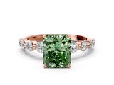 Rose gold Fancy Green Radiant  Solitaire Diamond Ring with Pave Band and Four-Prong Setting_254