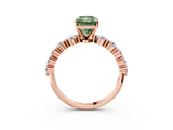 Rose gold Fancy Green Radiant  Solitaire Diamond Ring with Pave Band and Four-Prong Setting_257