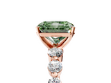 Rose gold Fancy Green Radiant  Solitaire Diamond Ring with Pave Band and Four-Prong Setting_259
