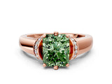 Rose gold Fancy Green Radiant  Solitaire Diamond Ring with Pave Band and Six-Prong Setting_32