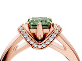 Rose gold Fancy Green Radiant  Solitaire Diamond Ring with Pave Band and Six-Prong Setting_36