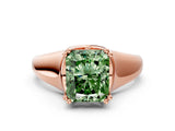 Rose gold Fancy Green Radiant  Solitaire Diamond Ring with Six-Prong Cathedral Setting_32