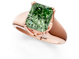 Rose gold Fancy Green Radiant  Solitaire Diamond Ring with Six-Prong Cathedral Setting_33