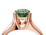 Rose gold Fancy Green Radiant  Solitaire Diamond Ring with Six-Prong Cathedral Setting_36