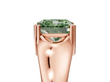 Rose gold Fancy Green Radiant  Solitaire Diamond Ring with Six-Prong Cathedral Setting_37