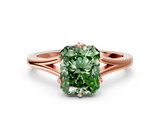 Rose gold Fancy Green Radiant  Solitaire Diamond Ring with Six-Prong Setting and Tapered Band_17