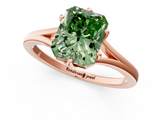 Rose gold Fancy Green Radiant  Solitaire Diamond Ring with Six-Prong Setting and Tapered Band_18