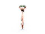 Rose gold Fancy Green Radiant  Solitaire Diamond Ring with Six-Prong Setting on a Classic Band 2