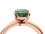 Rose gold Fancy Green Radiant  Solitaire Diamond Ring with Six-Prong Setting on a Classic Band 4